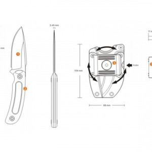 Cutit de outdoor Ruike F815 maner negru - Lama 9cm schita