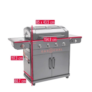 Gratar pe gaz si carbuni hibrid Char-Broil Gas2Coal 2.0 440 Special Edition, plita si sear burner - 140995 - Img 6