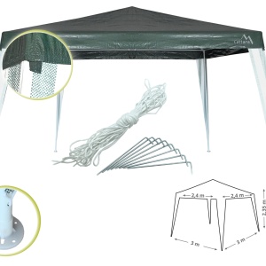 Pavilion de gradina Cattara Assen, 3x3m, inaltime 2.35m, verde - TT13349 - Img 3