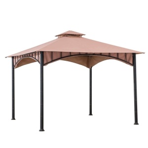 Pavilion gazebo din otel pentru gratar cu copertina Sunjoy LAURO 340cm x 340cm negru/bej - A101011900 - Img 3