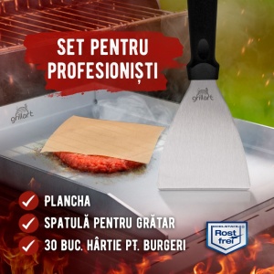 Plita tip plancha cu spatula din inox de 4 mm, dimensiune universala 30x40x3,6 cm, compatibila inductie Grillart - GA-1031-2 - Img 5