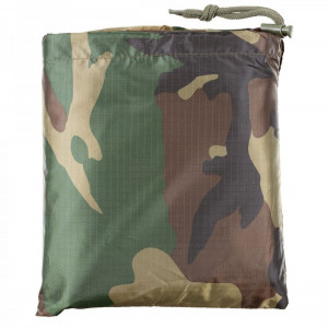 Poncho impermeabil rip stop camuflaj woodland MFH, cu husa transport - 08524T 3