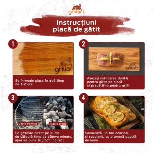 Set 2 placi din lemn de cedru XXL 30x20x1 cm pentru gatit la gratar Grillart - GA-1003-7 - Img 3