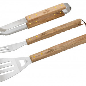 Set 3 ustensile pentru gratar cu manere de lemn Cattara TT13108