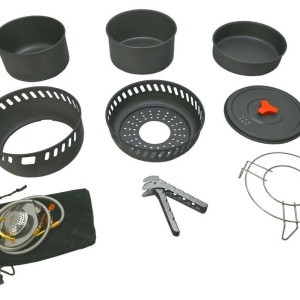 Set pentru gatit in camping 9 piese Cattara Trek, aragaz 7.5KW, piezo, 2 oale, tigaie, capac, maner, husa textila - TT13610 - Img 8
