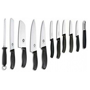 Set Victorinox pentru Bucatarie, 11 piese, suport fag - 6.7153.11 cutite