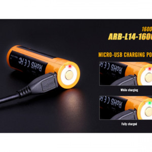 Acumulator Fenix 14500 - 1600mAh cu Micro-USB - ARB-L 14-1600U 2