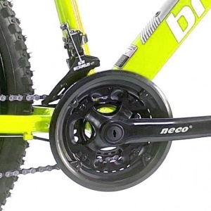 Bicicleta BR Tornado ProMG 24", jante MAGNEZIU, 21 viteze, frane pe disc, cadru din aluminiu 13", manete secventiale, galben - Img 4