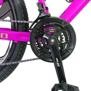 Bicicleta BR Tsunami ProMG 24", cadru otel 13", jante magneziu, manete secventiale, frane disc, 21 viteze, roz - Img 8