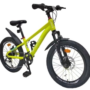 Bicicleta copii BR Tornado 20", cadru aluminiu 12", manete revoshift, frane disc, 7 viteze, galben, varsta 7-10 ani - Img 2