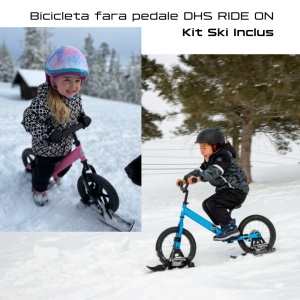 Bicicleta fara pedale DHS RIDE-ON Roz, kit ski inclus - Img 3