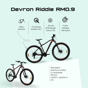 Bicicleta Mtb Devron Riddle 2023 RM0.9 - 29 Inch, M, Negru-Rosu - Img 4