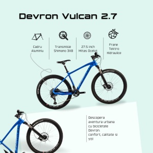 Bicicleta Mtb Devron Vulcan 2.7 - 27.5 Inch, S, Albastru - Img 4