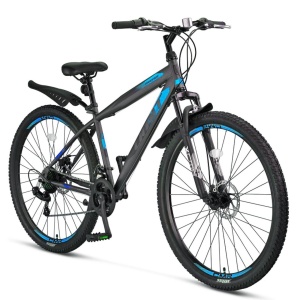 Bicicleta MTB-HT 27.5" UMIT Faster 2D, cadru otel 18", frane disc, 21 viteze, antracit/albastru - Img 2