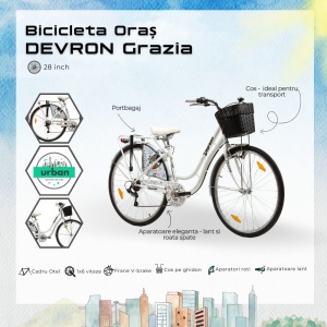 Bicicleta Oras Devron Grazia 6S - 28 Inch, M, Alb - Img 4