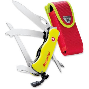 Briceag Victorinox RescueTool One Hand, galben fluorescent + teaca nylon - 0.8623.MWN cu teaca