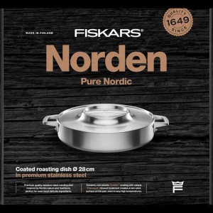 FISKARS Cratita cu capac, din otel inoxidabil, antiaderenta, Fiskars Norden, Ø 28 cm - 1067635