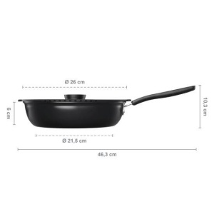 FISKARS Tigaie cu capac, din aluminiu, antiaderenta, Fiskars Functional Form, 26 cm - 1026575