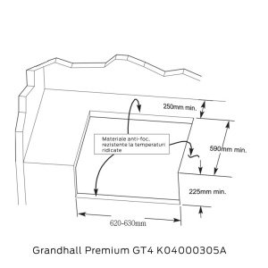 Gratar pe gaz cu 4 arzatoare din inox, incastrabil, gratare din fonta, Grandhall Grandpro Premium GT4 - K04000386A - Img 11