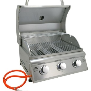 Gratar table top pe gaz Cattara Garden cu 3 arzatoare, 9.6kw, inox, capac dublu - TT14100