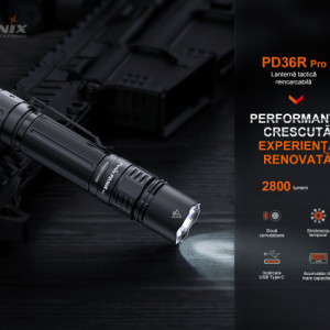 Lanternă tactică reîncărcabilă 2800 Lumeni 380 metri negru Fenix PD36R PRO -ADV-476-001 - Img 5