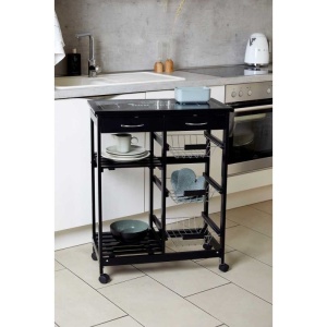 Mini bar, polite si sertare, negru, MDF, 67 x 86,5 x 35 cm Wenko Bon Appetit - 54128100 - Img 7