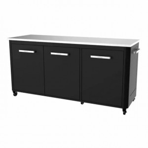 Modul bucatarie de exterior cu 3 usi, spatii depozitare si blat de lucru din inox Cozze negru 180 x 60 x 90 cm - 90528