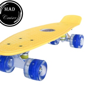 Penny board Mad Cruiser cu roti LED ABEC 7-galben - Img 2