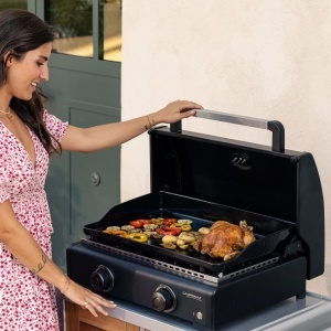 Plancha pe gaz Campingaz Onyx 2, 2 arzatoare, 6 kW, fonta emailata, aprindere electronica - 2218080 - Img 5
