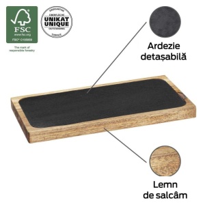 Platou servire si tocator din lemn de accacia 30x15x2 cm Ava Wenko Black Outdoor Kitchen - 55103100 - Img 3