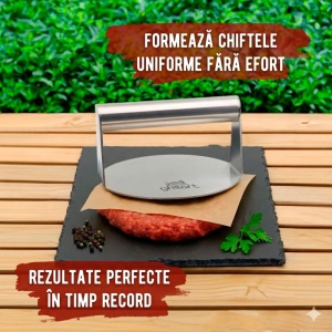 Presa pentru burger premium din otel inoxidabil si 30 hartii de burger Grillart - GA-1033 - Img 4