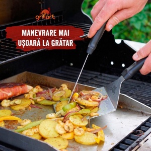 Set 2 spatule premium din inox pentru burgeri, include 30 foi hartie, pentru gratar tip plancha si teppanyaki, Grillart - GA-1031 - Img 5
