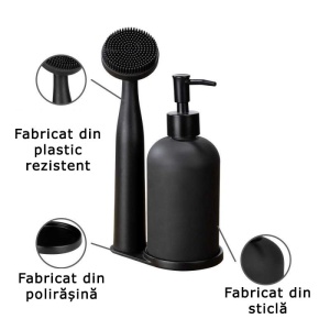 Set dispenser sapun lichid si perie pentru bucatarie Wenko Black Outdoor Kitchen Piedo - 55077100 - Img 3