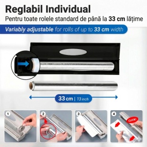 Suport din plastic pentru folie alimentara de aluminiu, negru, 38x7 cm, Wenko Black Outdoor Kitchen - 55029100 - Img 3