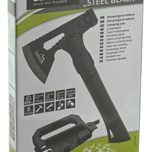 Topor multifunctional Cattara, solid, negru, 27cm, ciocan, cheie universala, amnar, teaca plastic - TT13265 - Img 9