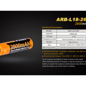 Acumulator Fenix 18650 - 2600mAh  - ARB-L 18-2600 5