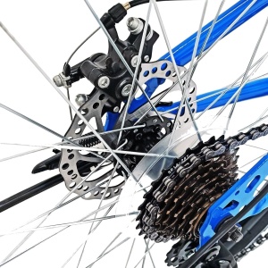 Bicicleta BR STORM 24", 21 viteze, frane pe disc, cadru otel 14", manete secventiale, albastru/verde - Img 4