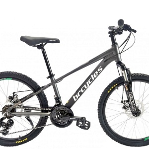 Bicicleta BR Tornado 26", 21 viteze, frane pe disc, cadru din aluminiu 13.5", manete secventiale, gri