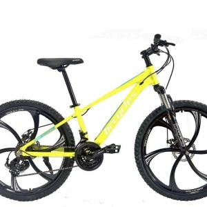 Bicicleta BR Tornado ProMG 24", jante MAGNEZIU, 21 viteze, frane pe disc, cadru din aluminiu 13", manete secventiale, galben