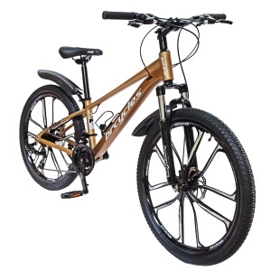 Bicicleta BR Tornado ProMG 26", jante MAGNEZIU, 21 viteze, frane pe disc, cadru din aluminiu 13.5", manete secventiale, maro - Img 2