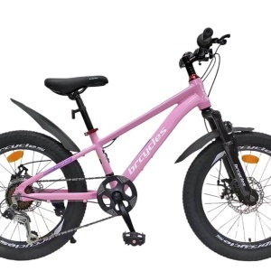 Bicicleta copii BR Tornado 20", cadru aluminiu 12", manete revoshift, frane disc, 7 viteze, roz, varsta 7-10 ani