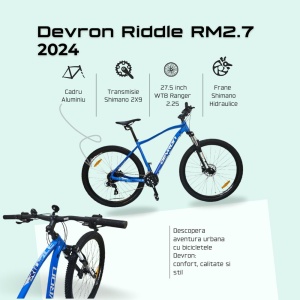 Bicicleta Mtb Devron Riddle RM2.7 2024 - 27.5 Inch, M, Albastru - Img 3