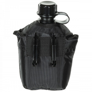 Bidon 1 litru cu husa neagra, BPA free, MFH - OUTMA.33213A 2