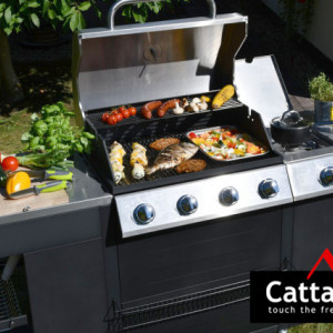 Bucatarie de exterior cu gratar pe gaz VICENZA, 4 arzatoare si arzator lateral, 2m x 0,6m - TT13060