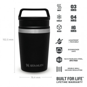 Cana Termoizolanta Stanley The Shortstack Travel Mug Matte Black Pebble 0.23 L - 10-02887-067 3