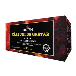 Carbune de gratar 10 kg brichete din rumegus Bioten - BIOTEN10