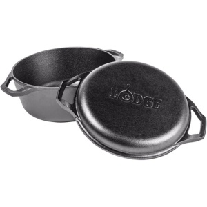Ceaun din fonta cu capac tip tigaie grill - cuptor olandez Lodge Chef Collection 30,5 cm 5,6 litri - L-C6DD - Img 3