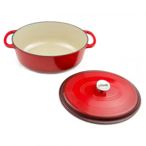 Ceaun din fonta emailata oval cu capac - cuptor olandez Lodge 6,6 litri - L-EC7OD43 3