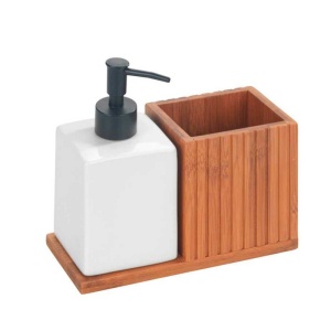 Dispenser detergent lichid de vase cu suport de ustensile din bambus 18,5x8,5x17 cm Wenko Mera - 54944100