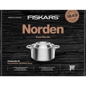 FISKARS Oala din otel inoxidabil, antiaderenta, Fiskars Norden, 3l - 1067639